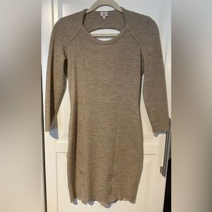 Wilfred Aritzia Dress Midi Wool Blend Beige Sz M